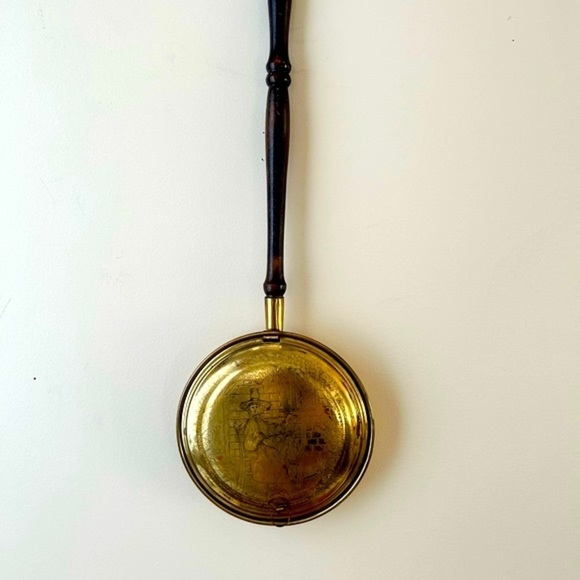 Rustic Farmhouse decor Antique English Brass Bed Warmer - Picture 4 of 14